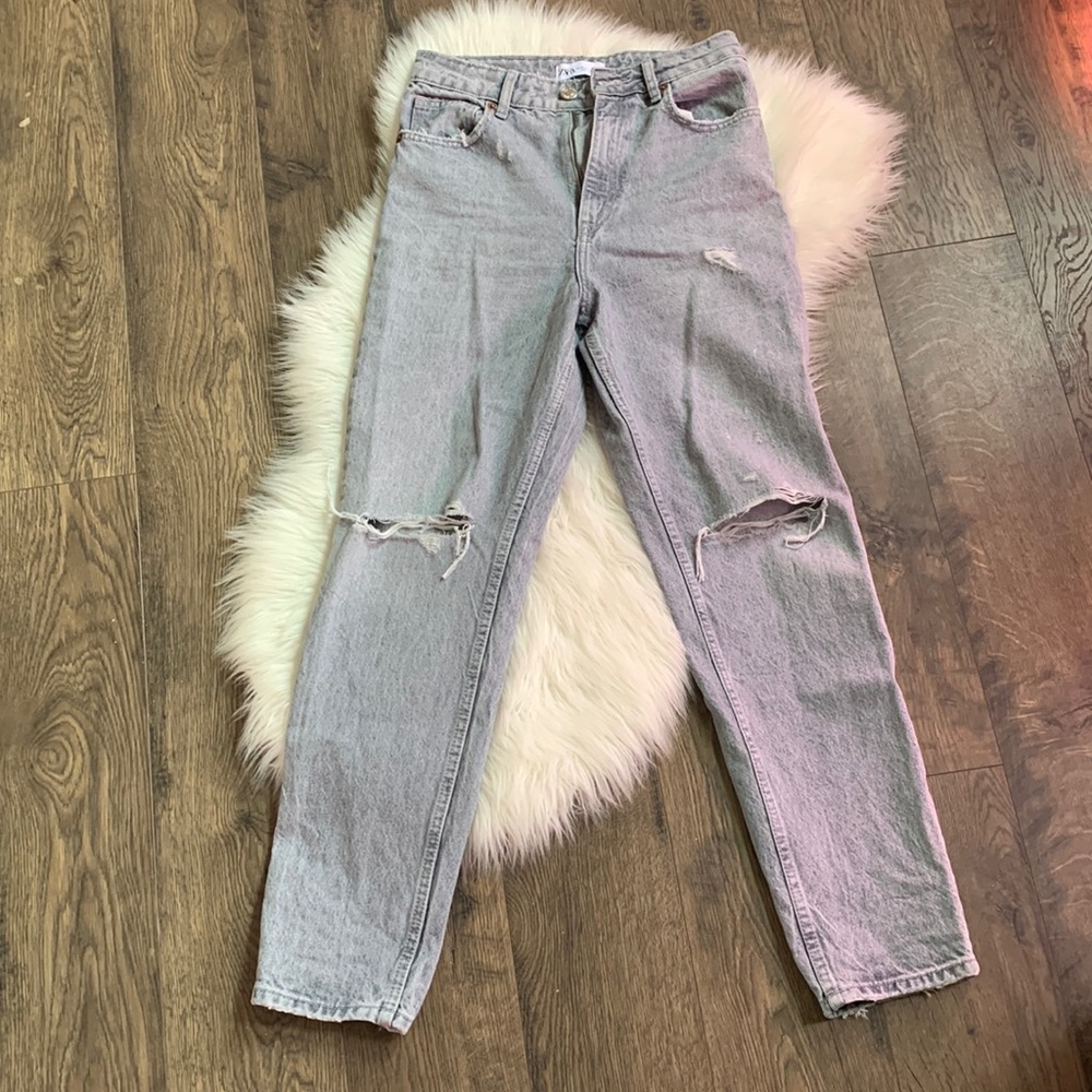 Zara high waisted light grey jean